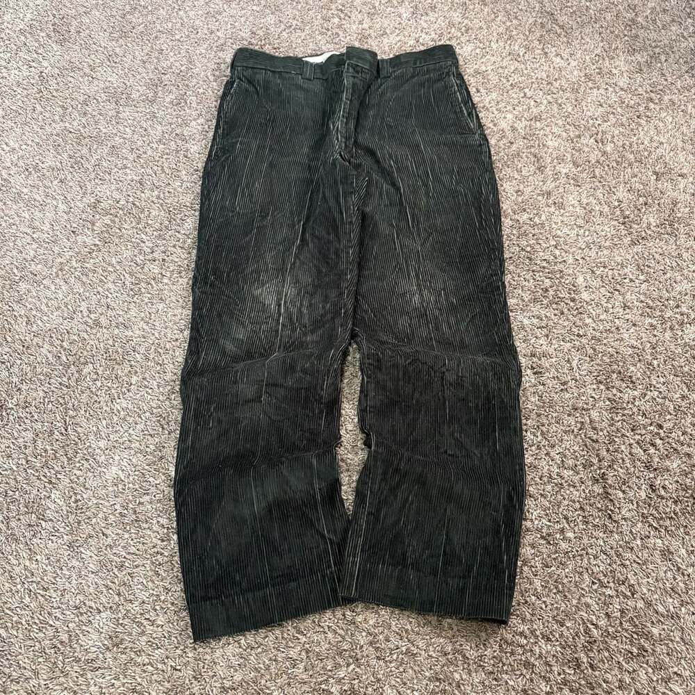 LL Bean Corduroy Pants Size L Green Cotton Trousers